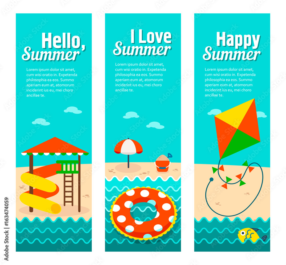 Naklejka premium Travel and vacation vector banners