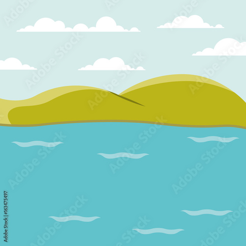 color background lake landscape with mountains vector illustration