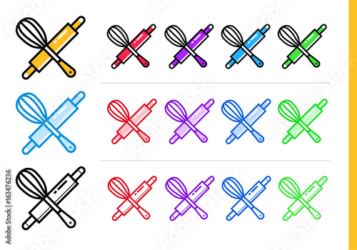Unique linear icon of bakery, cooking. Suitable for print media, info graphics and web design