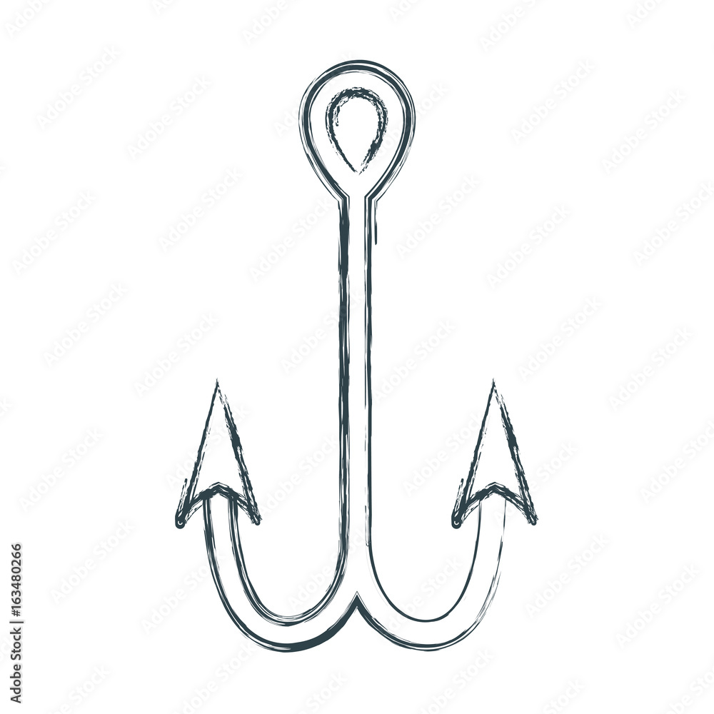 blurred sketch silhouette of double fish hook vector illustration blurred sketch silhouette of double fish hook vector illustration