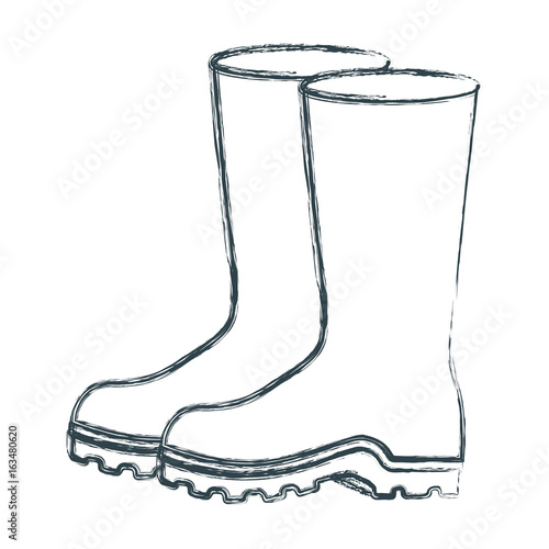 blurred sketch silhouette of fishing plastic boots accesory vector illustration