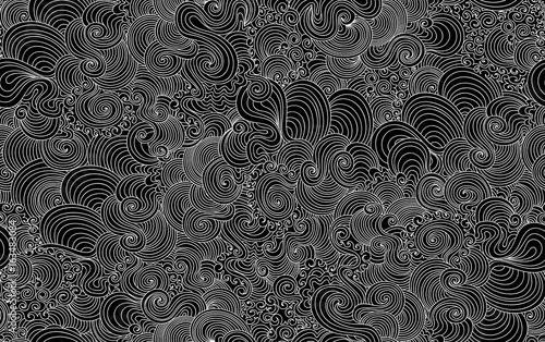 Abstract vector seamless pattern with curling waving lines. Decorative endless texture. You can use any color of background