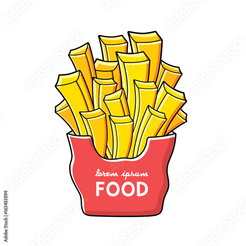 French fries box vector isolated.