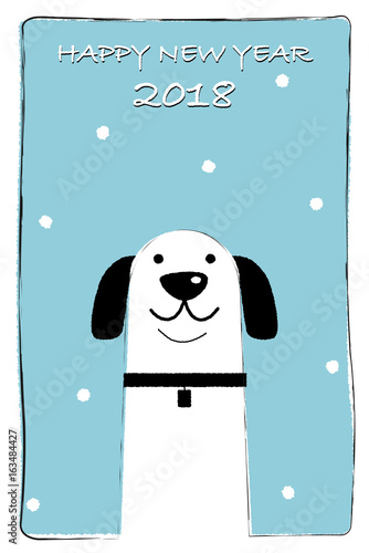 年賀状2018　いぬと雪