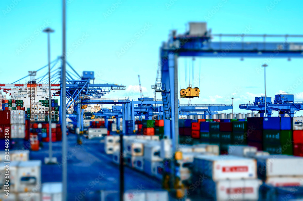 View of a container terminal at the port of Genoa effect model. View of a container terminal at the port of Genoa effect model.