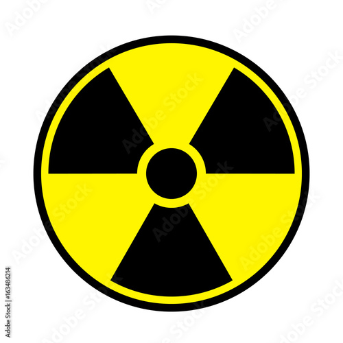 Vector illustration toxic sign, symbol. Warning radioactive zone in triangle icon isolated on white background. Radioactivity. Dangerous radiation area symbol. Chemistry poison plane mark.