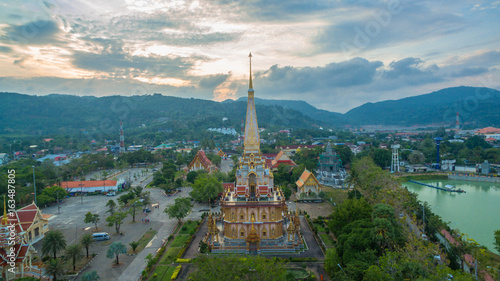 aerial photography above Chalong  temple. © Narong Niemhom