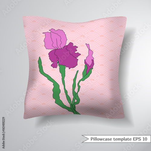 Creative sofa square pillow. Decorative pillowcase design template. Vector illustration.