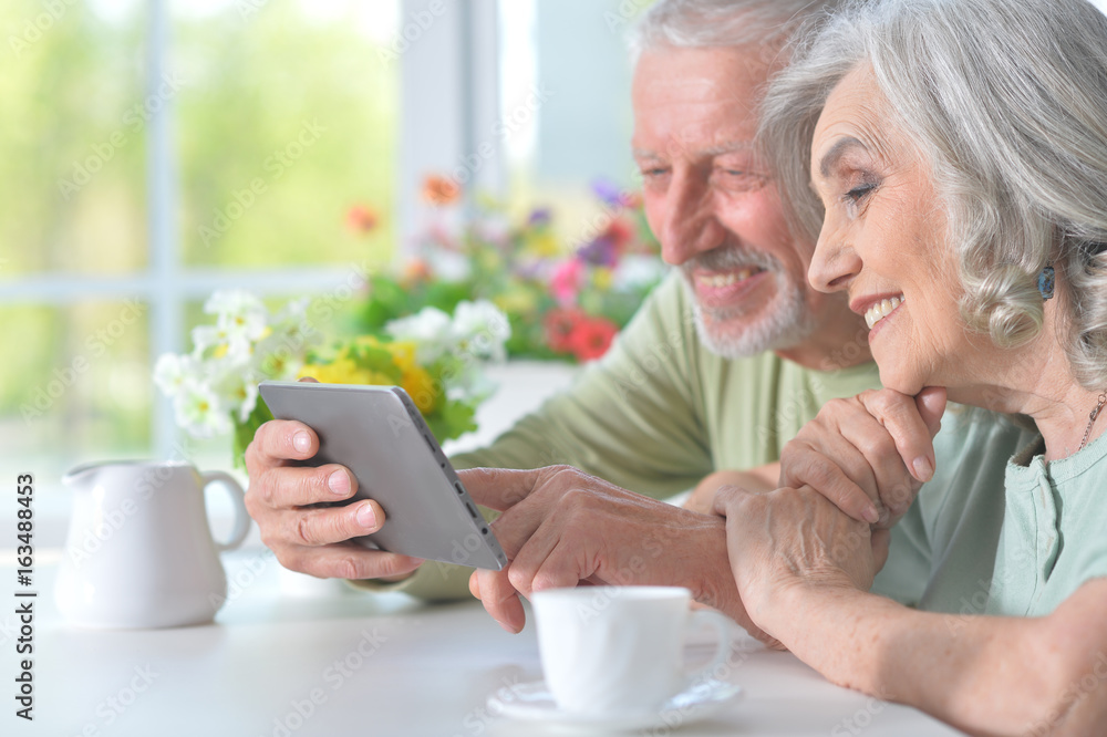 Beautiful old couple with tablet Beautiful old couple with tablet