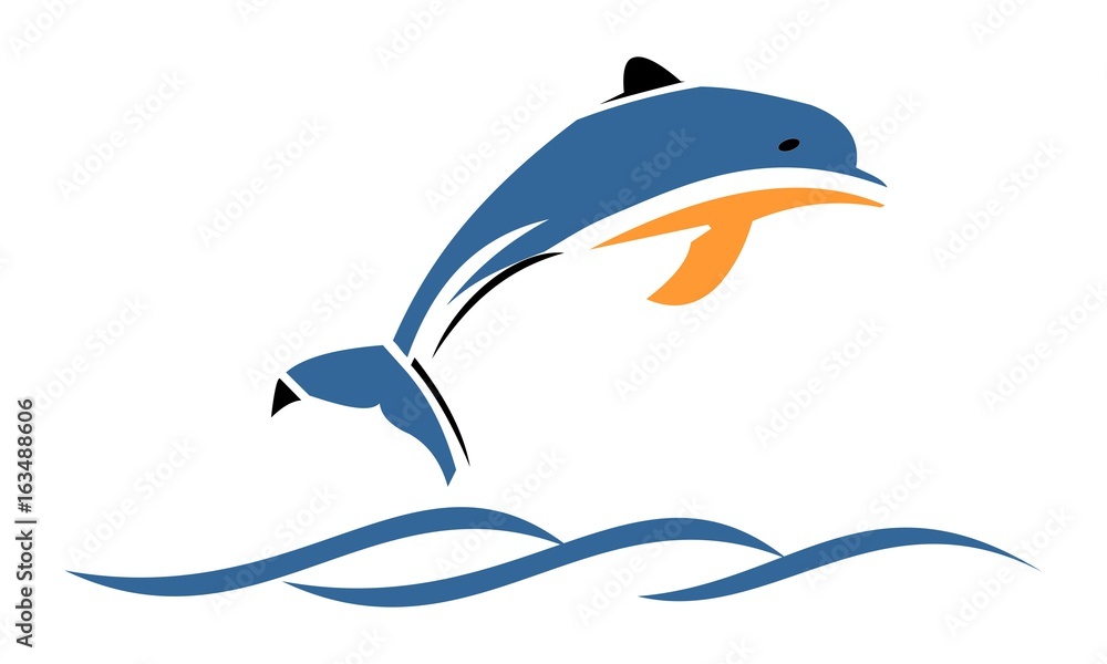 Naklejka premium Vector of dolphins jump