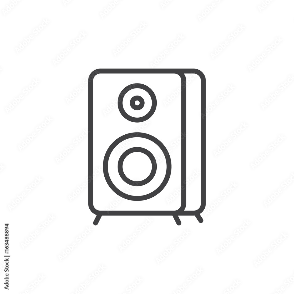 Sound speaker line icon, outline vector sign, linear style pictogram isolated on white. Loudspeaker symbol, logo illustration. Editable stroke Sound speaker line icon, outline vector sign, linear style pictogram isolated on white. Loudspeaker symbol, logo illustration. Editable stroke