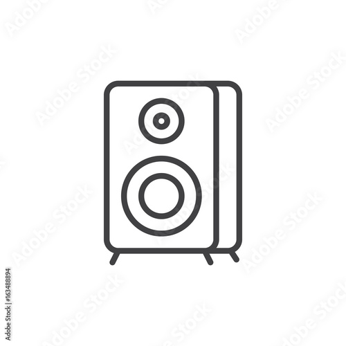 Sound speaker line icon, outline vector sign, linear style pictogram isolated on white. Loudspeaker symbol, logo illustration. Editable stroke