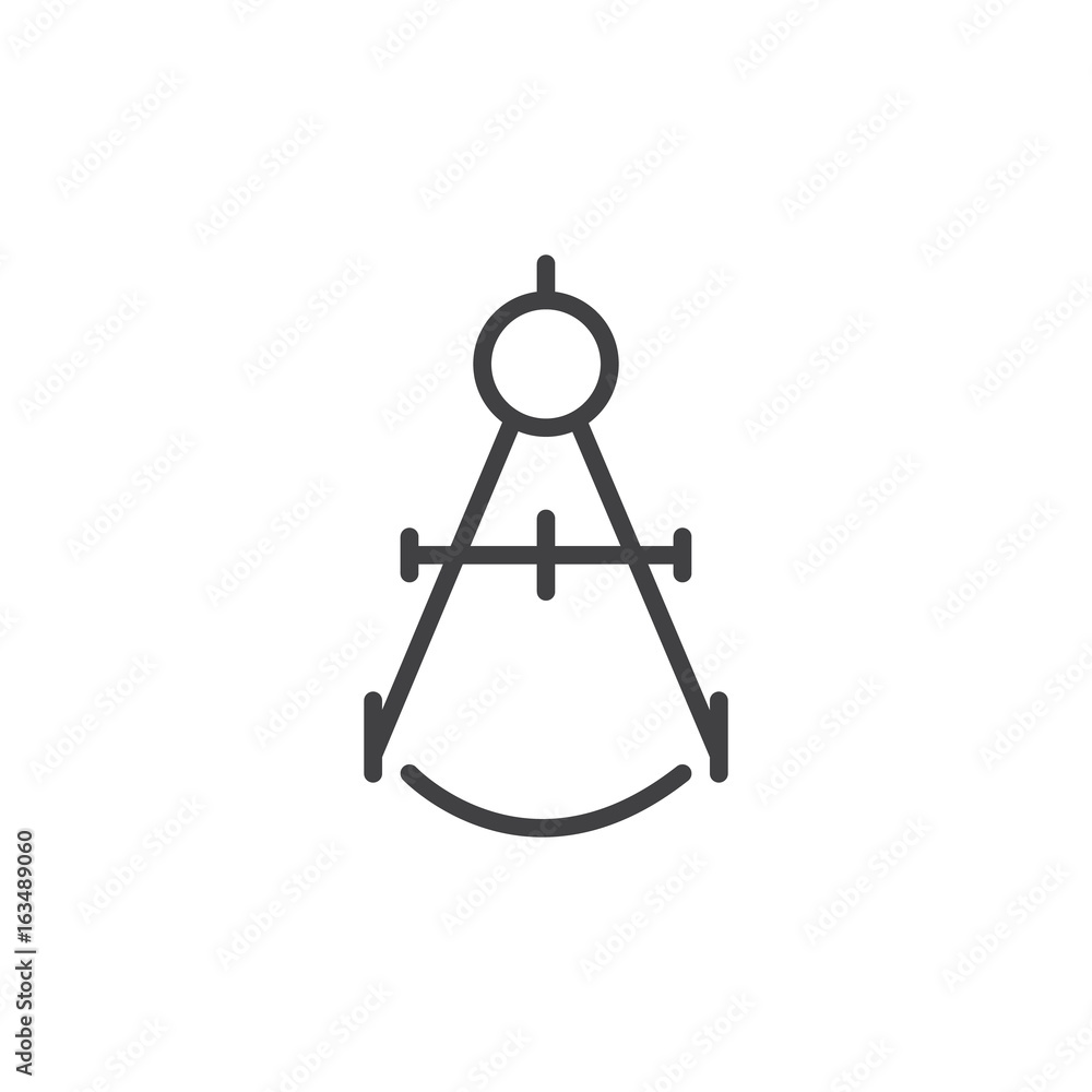 Compass drawing tool line icon, outline vector sign, linear style pictogram isolated on white. Divider caliper symbol, logo illustration. Editable stroke Compass drawing tool line icon, outline vector sign, linear style pictogram isolated on white. Divider caliper symbol, logo illustration. Editable stroke