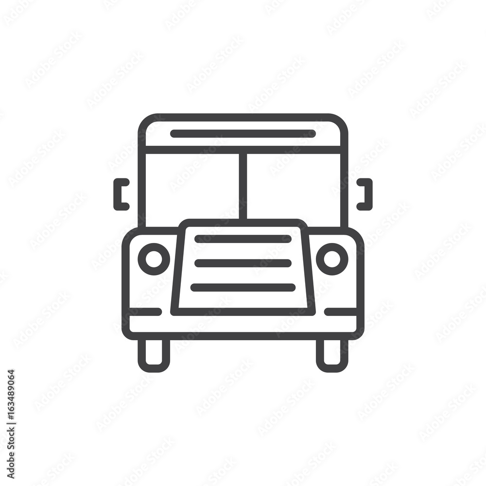 School bus line icon, outline vector sign, linear style pictogram isolated on white. Symbol, logo illustration. Editable stroke School bus line icon, outline vector sign, linear style pictogram isolated on white. Symbol, logo illustration. Editable stroke