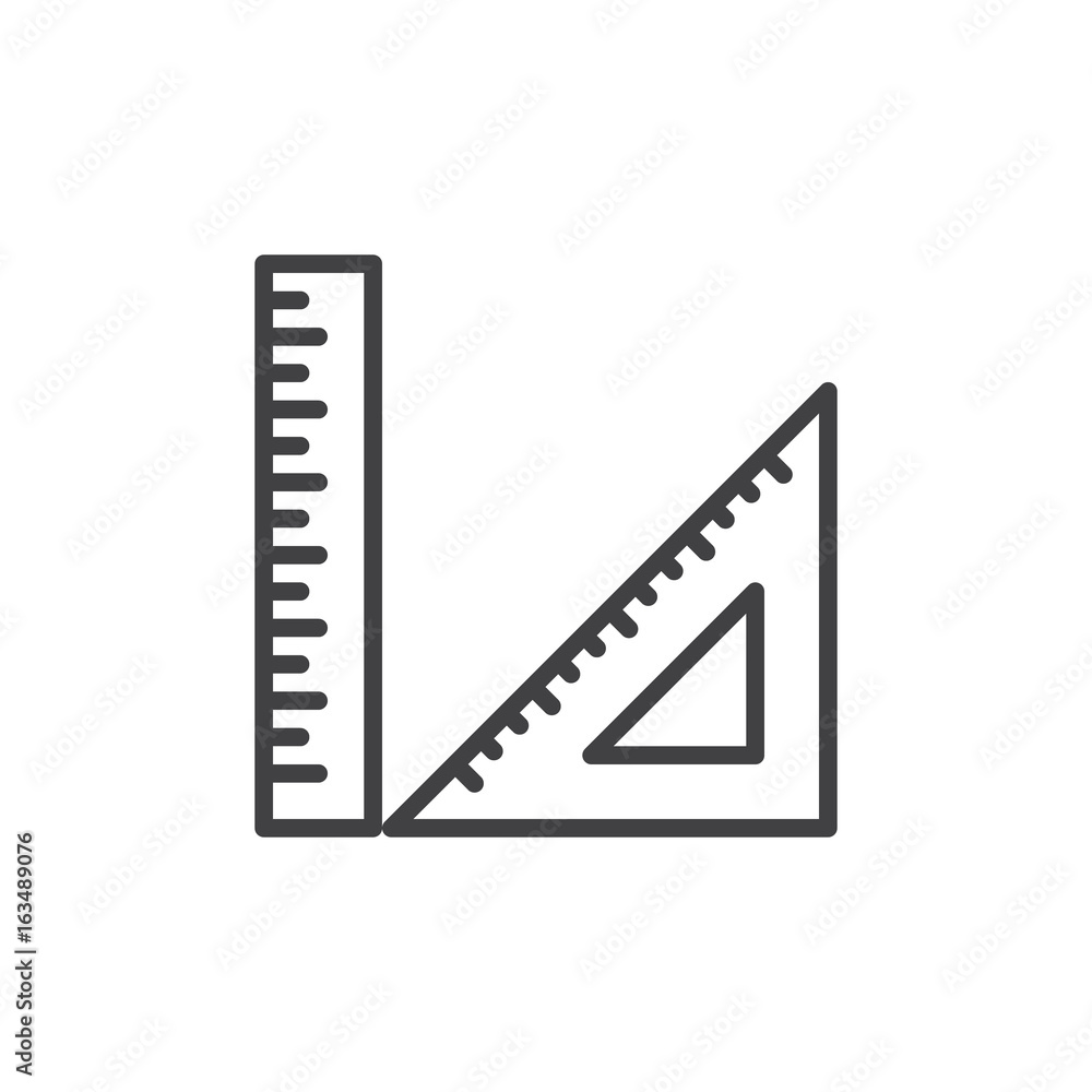 Ruler line icon, outline vector sign, linear style pictogram isolated on white. Geometry symbol, logo illustration. Editable stroke