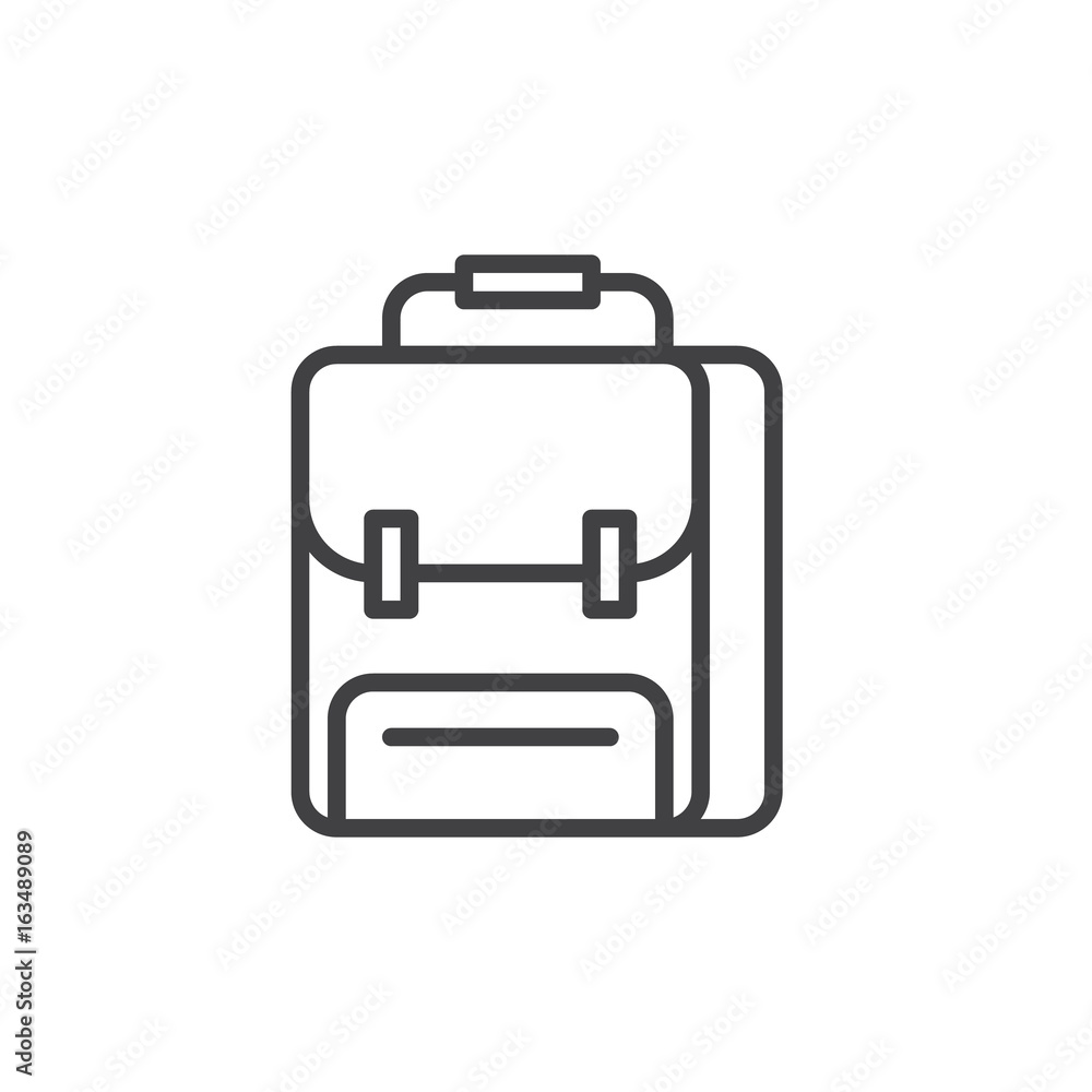 School backpack line icon, outline vector sign, linear style pictogram isolated on white. Symbol, logo illustration. Editable stroke School backpack line icon, outline vector sign, linear style pictogram isolated on white. Symbol, logo illustration. Editable stroke