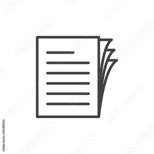 Document papers pile line icon, outline vector sign, linear style pictogram isolated on white. Symbol, logo illustration. Editable stroke