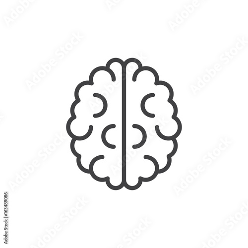 Brain line icon, outline vector sign, linear style pictogram isolated on white. Intelligence symbol, logo illustration. Editable stroke
