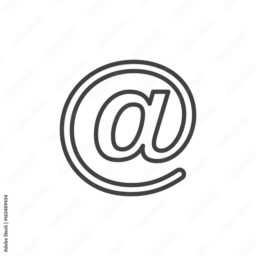 At sign line icon, outline vector sign, linear style pictogram isolated on white. Email symbol, logo illustration. Editable stroke. Pixel perfect graphics At sign line icon, outline vector sign, linear style pictogram isolated on white. Email symbol, logo illustration. Editable stroke. Pixel perfect graphics