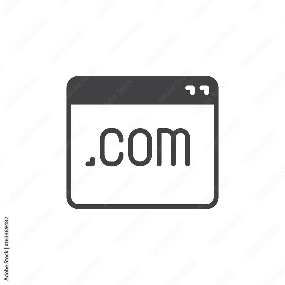 Website, web address icon vector, filled flat sign, solid pictogram isolated on white. Dot com symbol, logo illustration. Pixel perfect graphics Website, web address icon vector, filled flat sign, solid pictogram isolated on white. Dot com symbol, logo illustration. Pixel perfect graphics