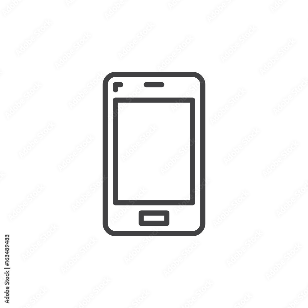 Mobile phone line icon, outline vector sign, linear style pictogram isolated on white. Smartphone symbol, logo illustration. Editable stroke. Pixel perfect graphics Mobile phone line icon, outline vector sign, linear style pictogram isolated on white. Smartphone symbol, logo illustration. Editable stroke. Pixel perfect graphics