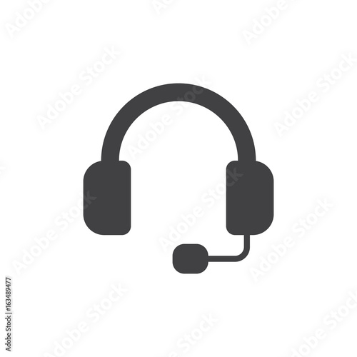 Headset icon vector, filled flat sign, solid pictogram isolated on white. Support symbol, logo illustration. Pixel perfect graphics