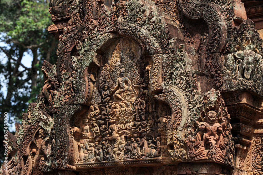 Detail am Banteay Srei Tempel, Nähe Angkor, Kambodscha