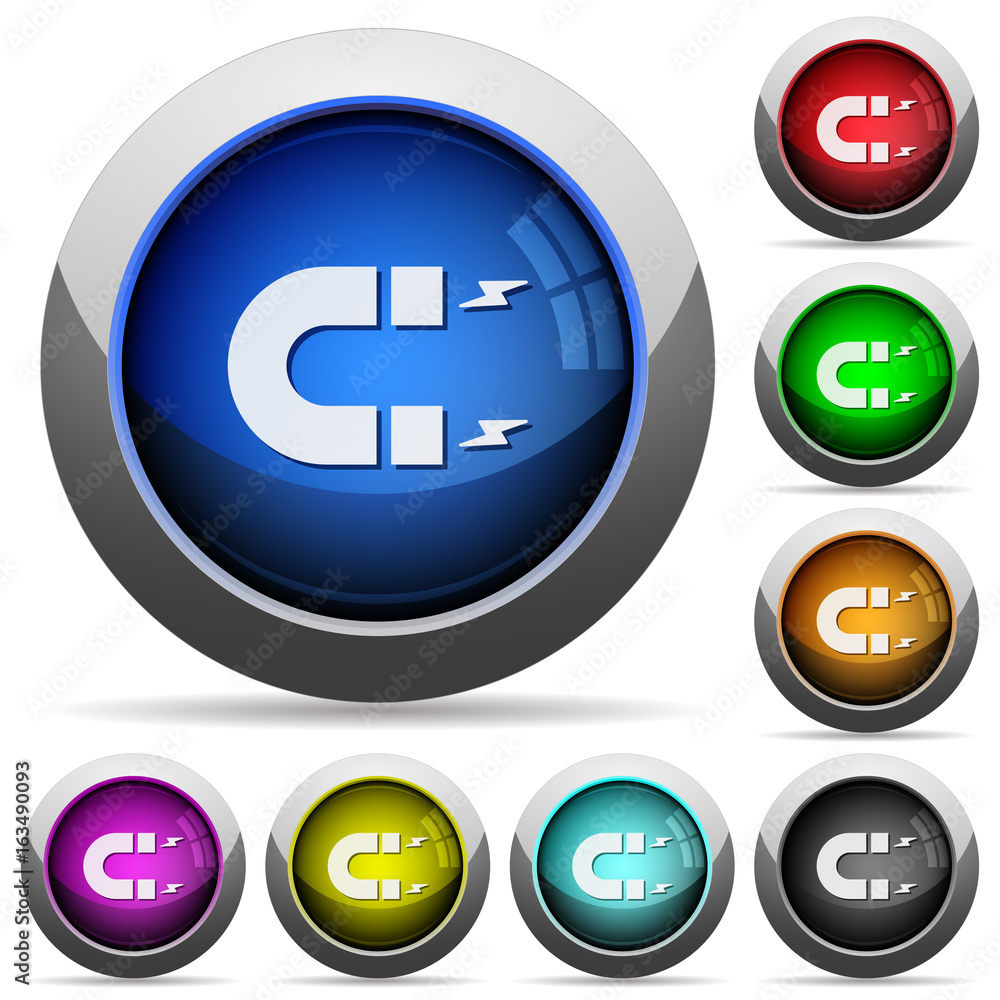 Horseshoe magnet round glossy buttons Horseshoe magnet round glossy buttons