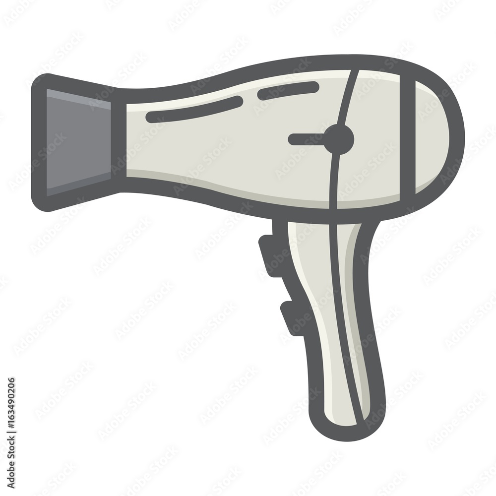 Hair dryer colorful line icon, household and appliance, vector graphics, a filled pattern on a white background, eps 10. Hair dryer colorful line icon, household and appliance, vector graphics, a filled pattern on a white background, eps 10.