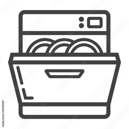 Dishwasher line icon, kitchen and appliance, vector graphics, a linear pattern on a white background, eps 10. photo
