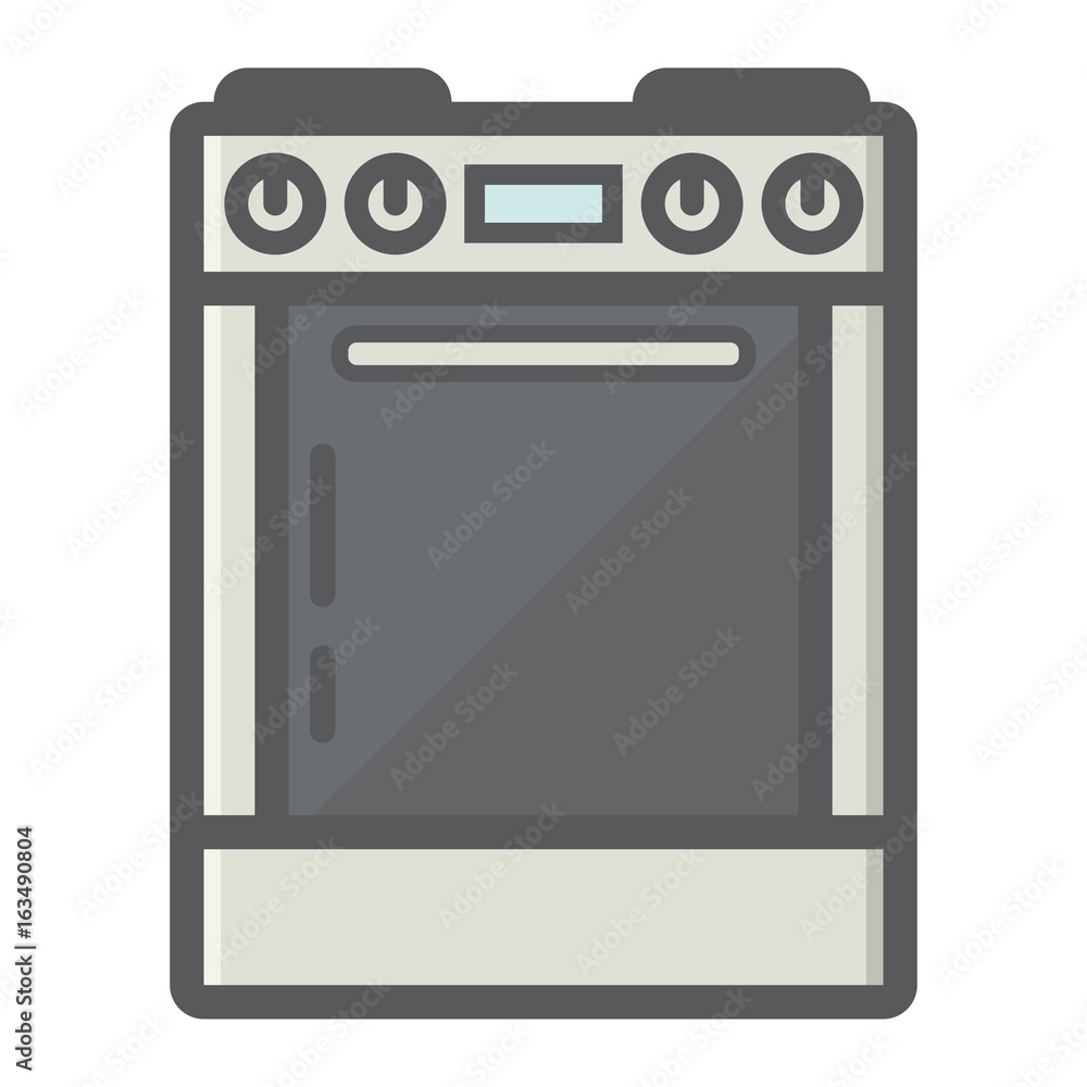 Gas stove colorful line icon, kitchen and appliance, electric range vector graphics, a filled pattern on a white background, eps 10.