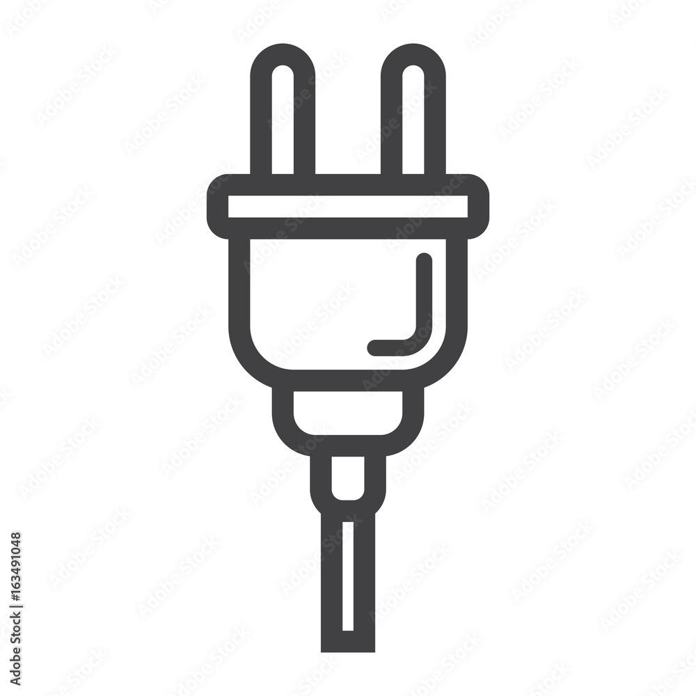 Electric plug line icon, power and appliance, vector graphics, a linear pattern on a white background, eps 10.