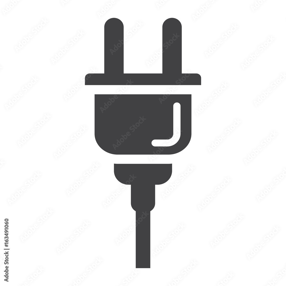 Electric plug solid icon, power and appliance, vector graphics, a glyph pattern on a white background, eps 10. Electric plug solid icon, power and appliance, vector graphics, a glyph pattern on a white background, eps 10.