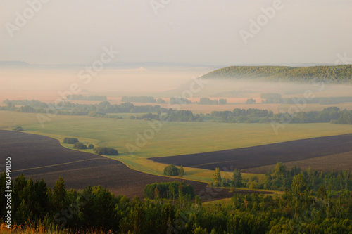 Summer landscape, view from the mountain.