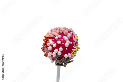 Decorated cake pop isolated on white background