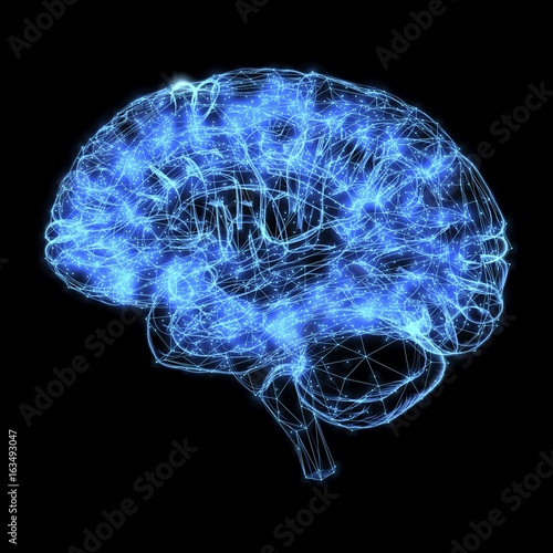 Illustration of human brain against black background