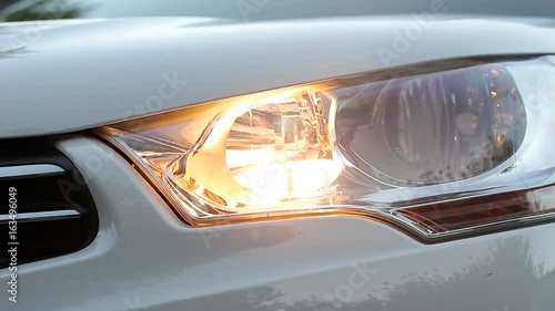 Close up of Citroen C4 headlamps HD 1080p. Close-up photo