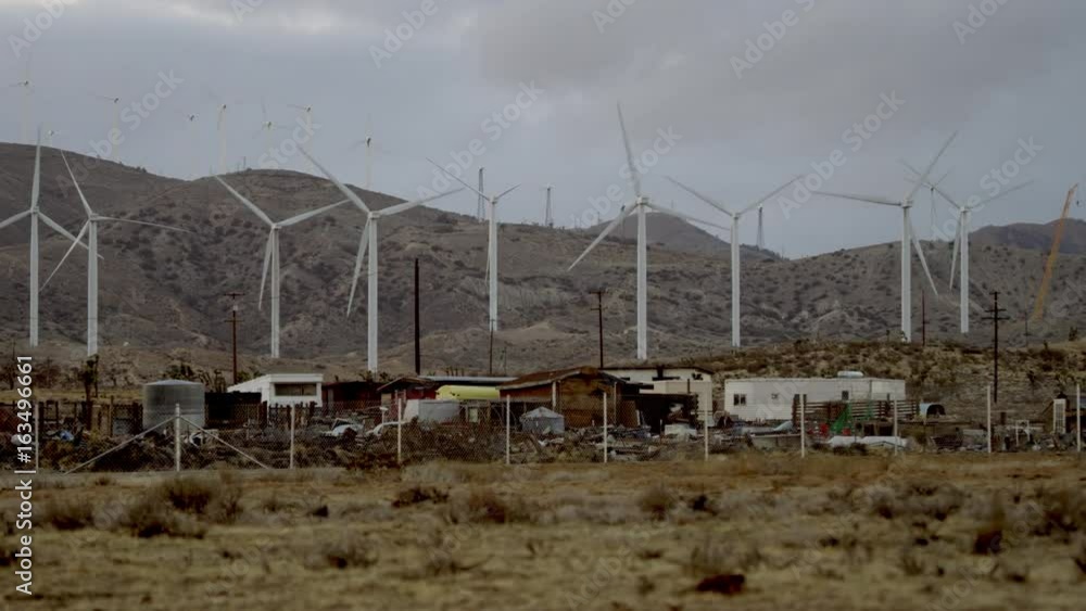 The video fragment of windmills in the outskirts The video fragment of windmills in the outskirts