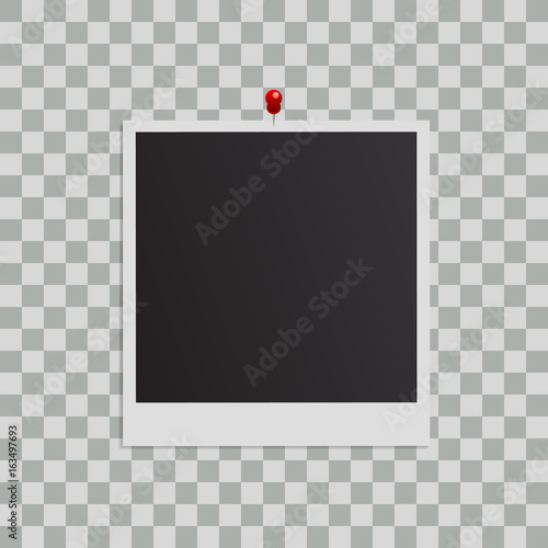 Blank photo frame isolated on transparent background, shadow effect and empty space for your photography and picture. Scrapbook album decoration template. EPS 10 vector illustration