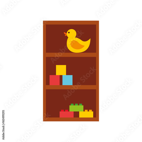 wooden drawer with toys vector illustration design