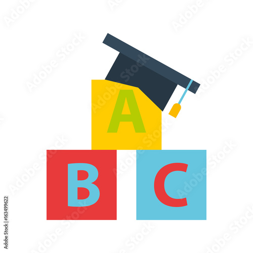 hat graduation with alphabet blocks vector illustration design