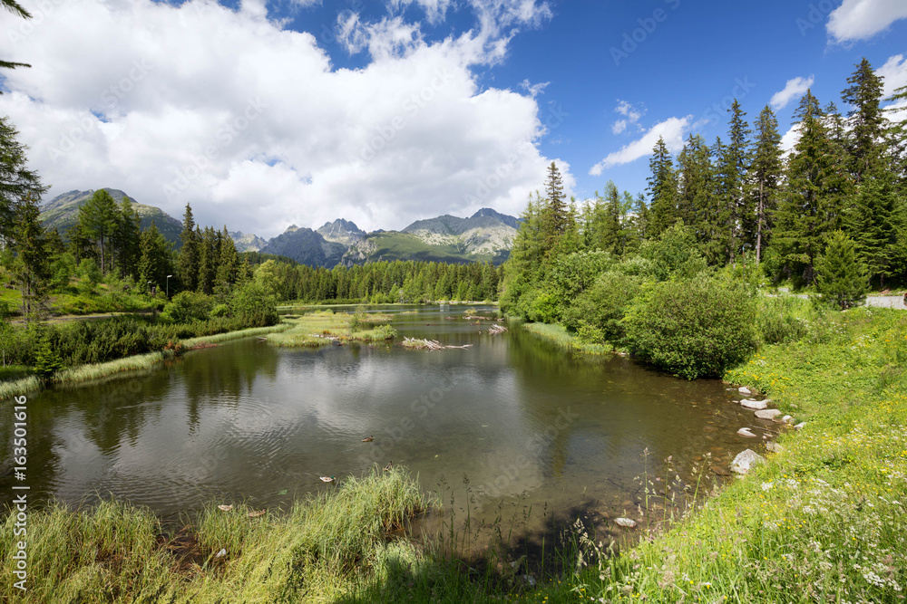 Scenic lake in the high mountains / landscape