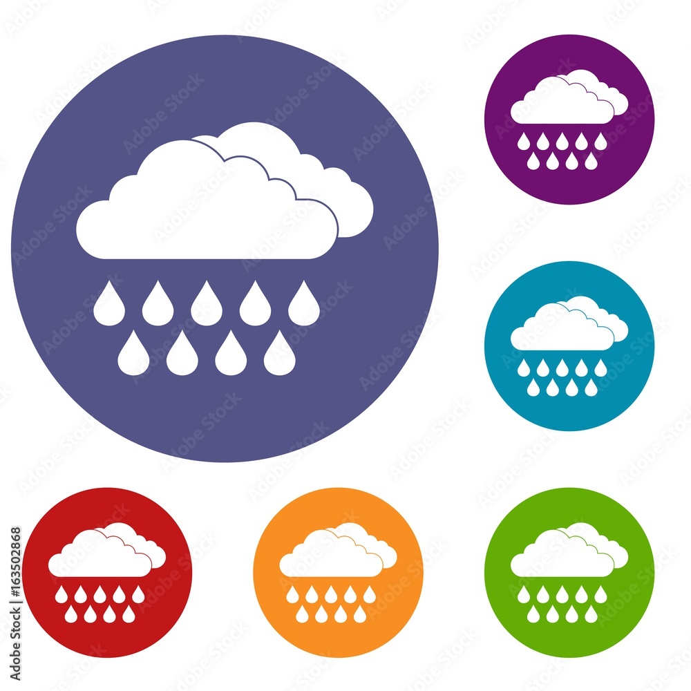 Cloud and rain icons set Cloud and rain icons set
