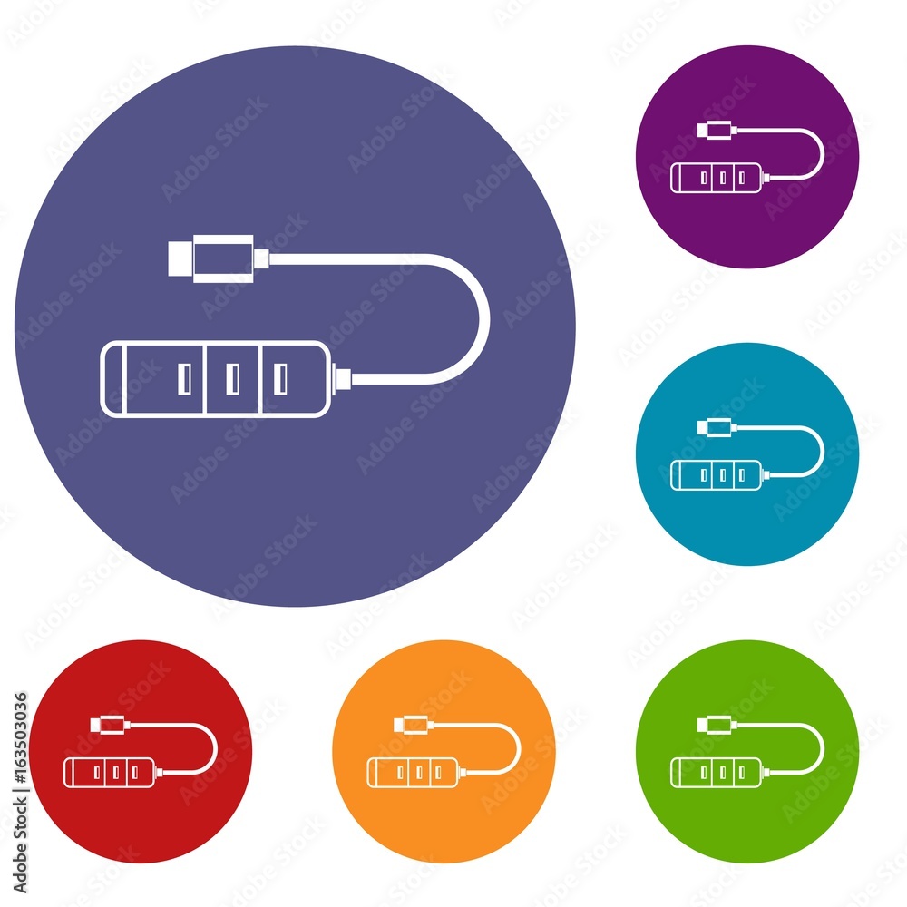 USB adapter connectors icons set USB adapter connectors icons set