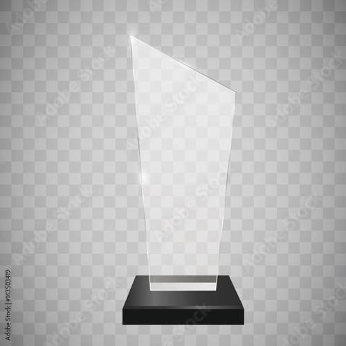 Glass trophy award vector illustration. Vector illustration of shiny award. Glossy transparent trophy. For you design.