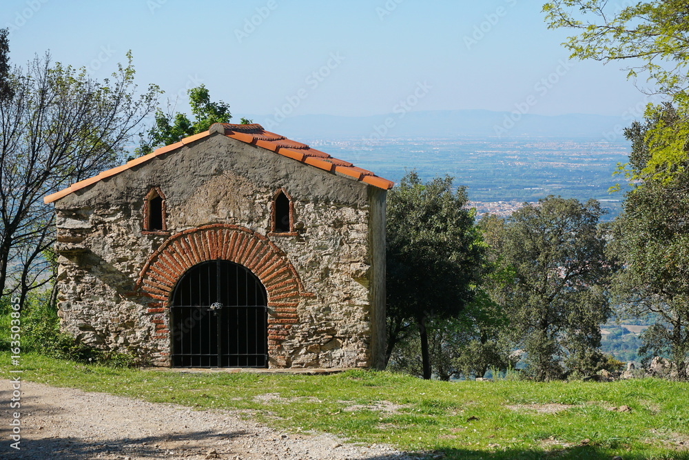 Small chapel of the Christ near Sorede, Pyrenees Orientales, Roussillon, south of France Small chapel of the Christ near Sorede, Pyrenees Orientales, Roussillon, south of France