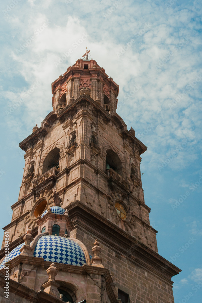 Classic arquitecture Church Tower in Mexico