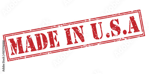 Made in usa red stamp on white background