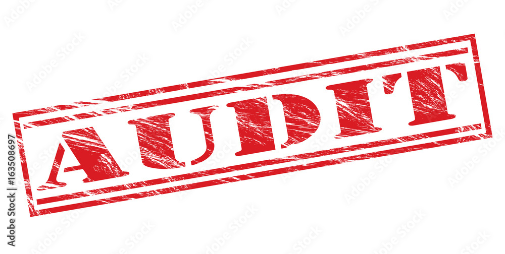 Audit red stamp on white background