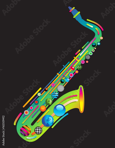 Canvas Print Jazzy colorful music background with an abstract sax